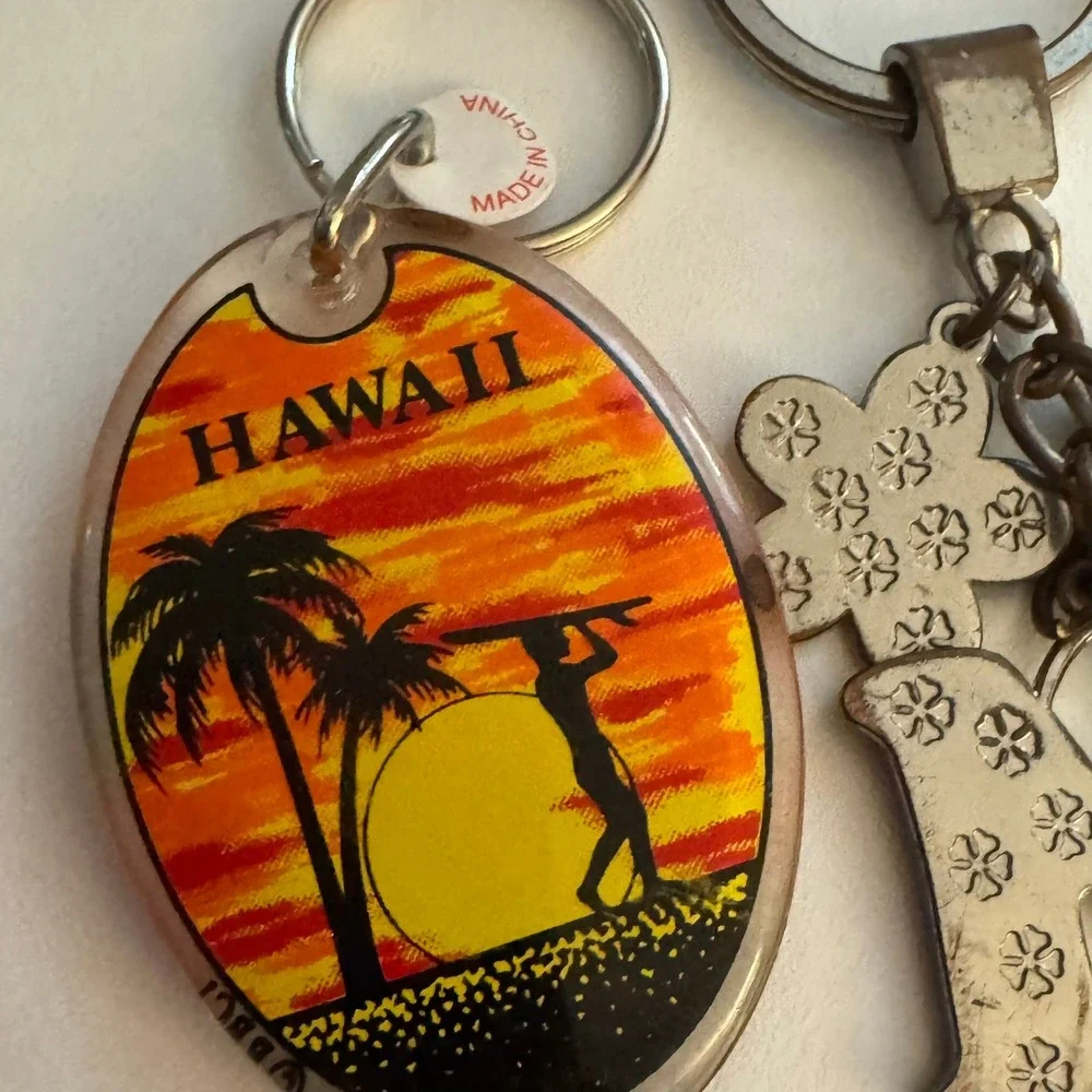 Hawaii‎ Souvenir Keychain Lot Sunset Palm Tree Letter M Flower Charm